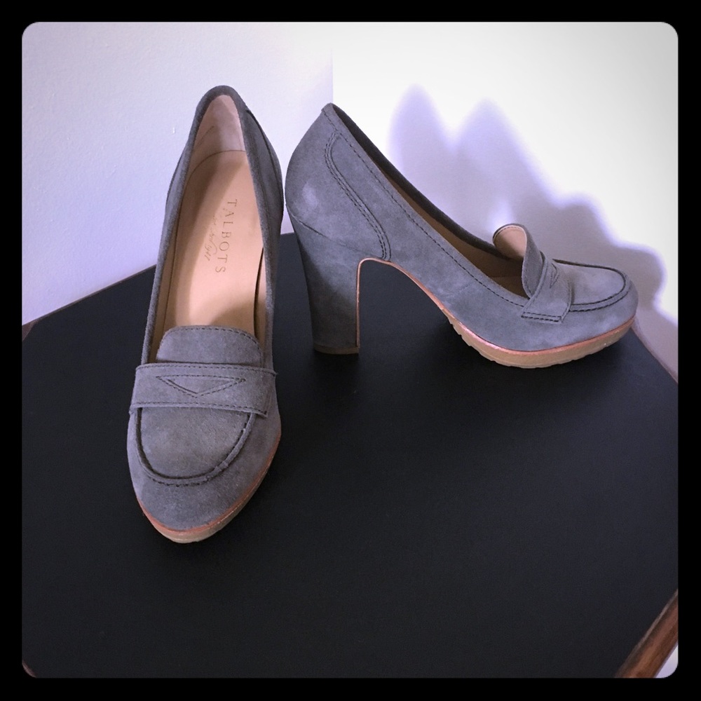 TALBOTS Corrine Suede Penny Loafer Heels
